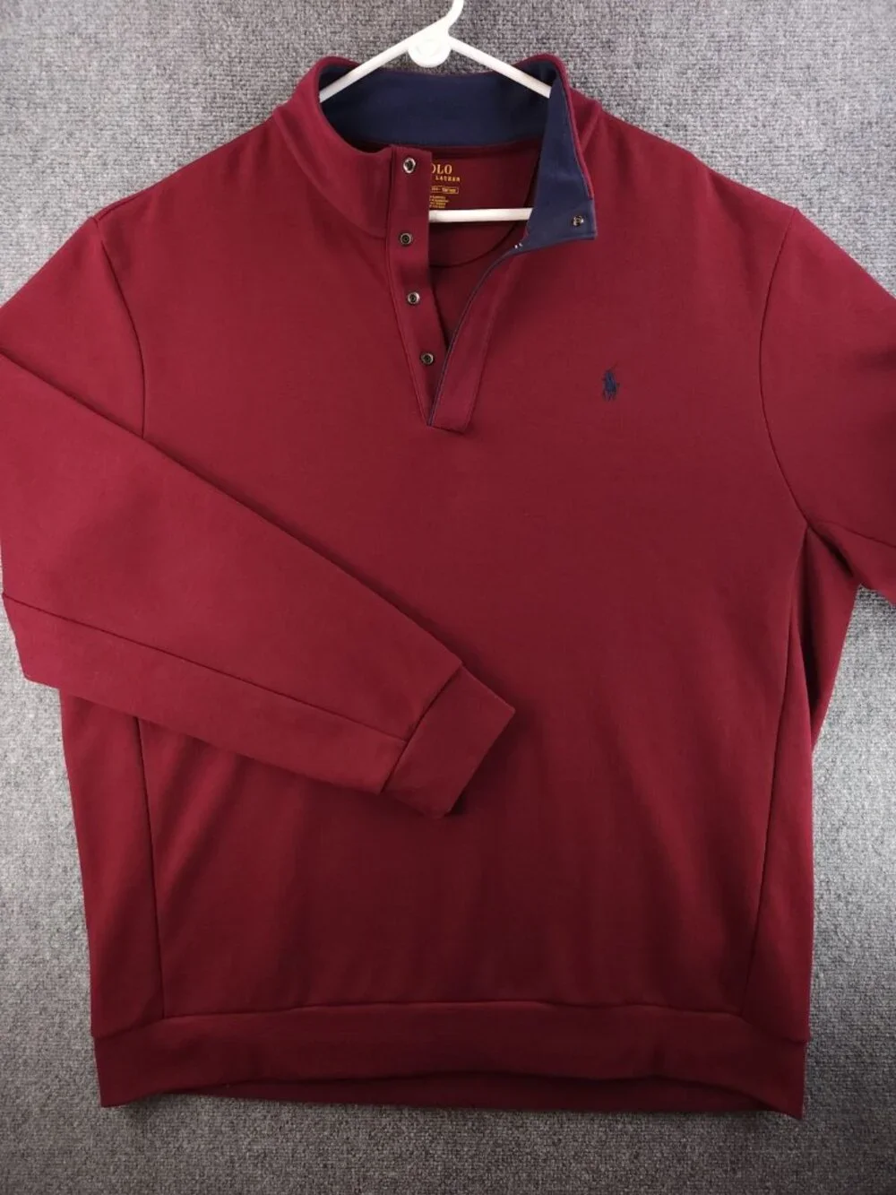 NWD Polo Ralph Lauren Pullover Sweater XXL Maroon Quarter Snap Mock Neck Men